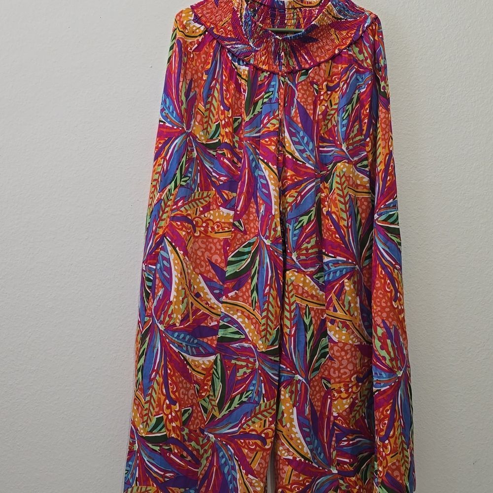True Destination Resort Wear Tropical wide leg pants Sz M boho beach‎